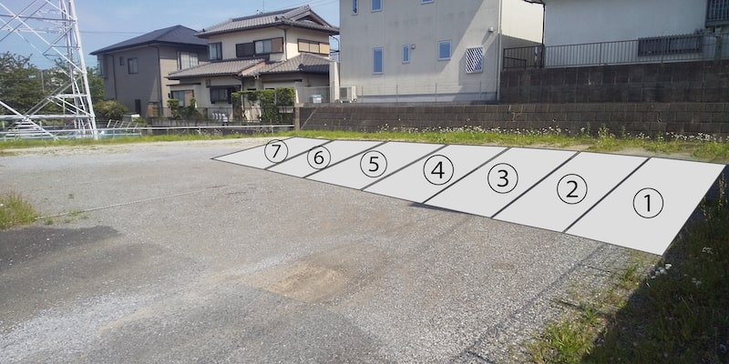 入って奥側(住居側)に7台分の駐車スペース
